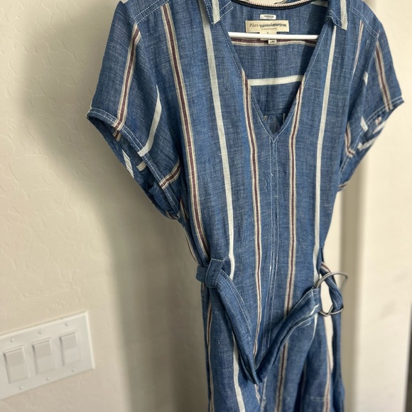 Anthropologie Pilcro Linen Stripe Dress size 14 Cotton Linen - Picture 5 of 12